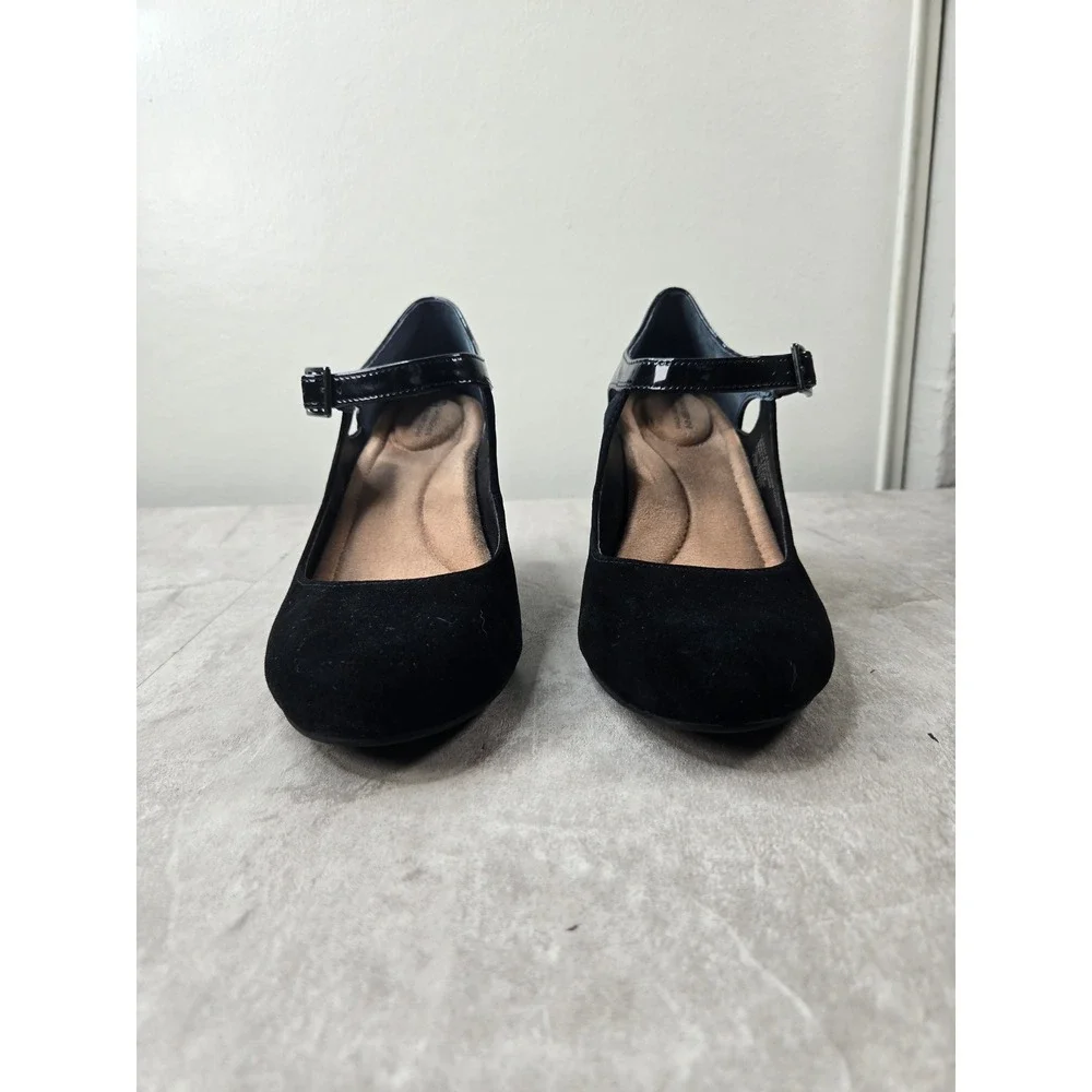 Mary Jane Pumps 6.5 Black Suede Memory Foam Comfort Heeled Shoes Lolita Preppy